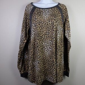 Grace & Emma Animal Print Long Sleeve Top Size Large